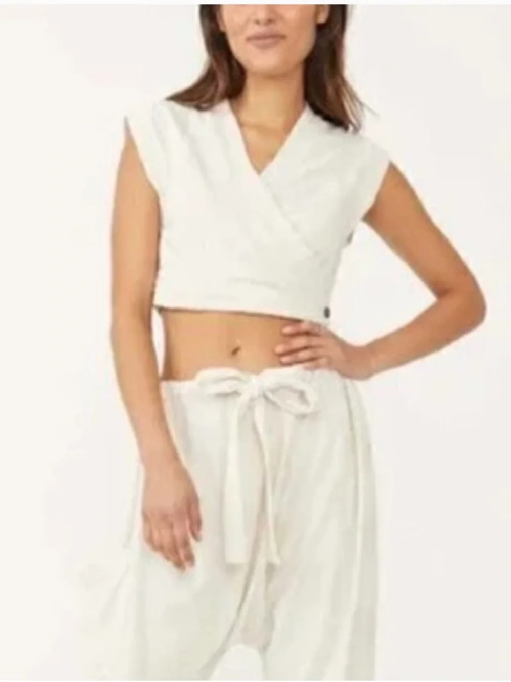 Free people Cropped Cream Terry Vest - Neutral Beach Style